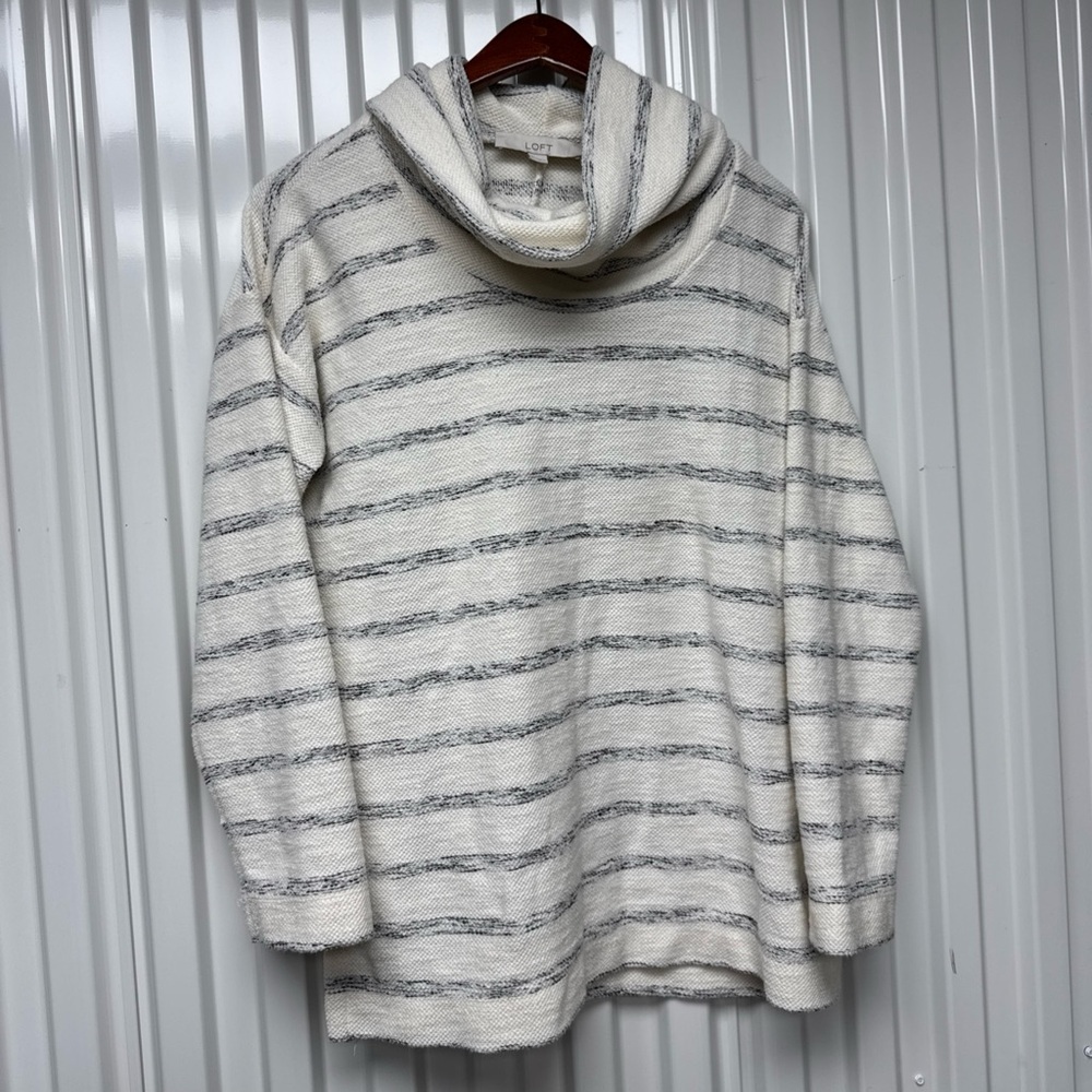 Loft Size S Cream And Black Cowl Neck Sweater Winter Casual